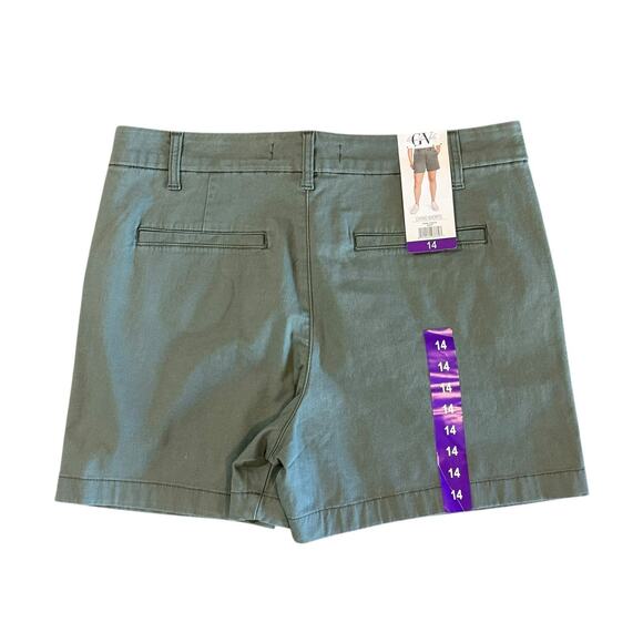 NWT Gloria Vanderbilt Mid-Rise Stretch Twill Chino 5" Inseam Green Short Size 14 - Picture 2 of 13